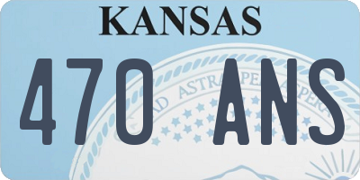 KS license plate 470ANS