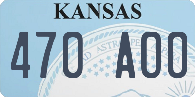 KS license plate 470AOO