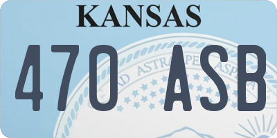 KS license plate 470ASB