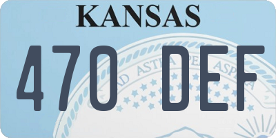 KS license plate 470DEF