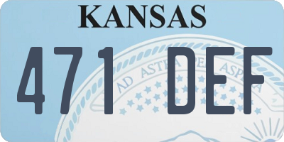 KS license plate 471DEF
