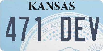 KS license plate 471DEV