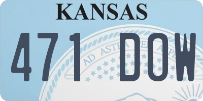 KS license plate 471DOW