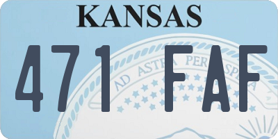 KS license plate 471FAF