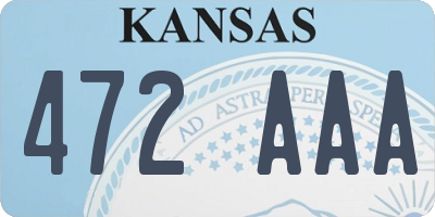 KS license plate 472AAA