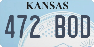 KS license plate 472BOD