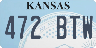 KS license plate 472BTW