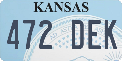 KS license plate 472DEK
