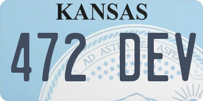 KS license plate 472DEV