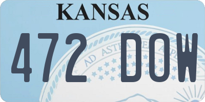 KS license plate 472DOW