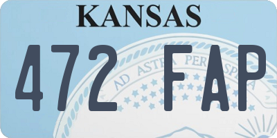 KS license plate 472FAP