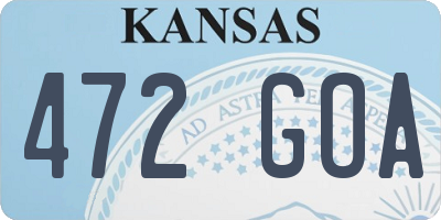 KS license plate 472GOA