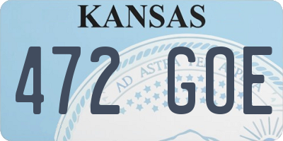 KS license plate 472GOE