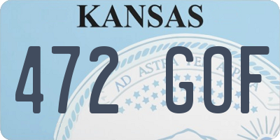 KS license plate 472GOF