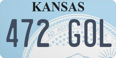 KS license plate 472GOL