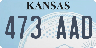 KS license plate 473AAD