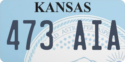 KS license plate 473AIA