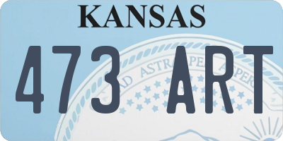 KS license plate 473ART
