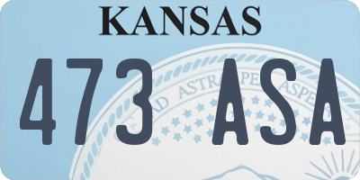 KS license plate 473ASA
