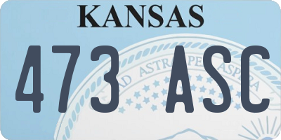 KS license plate 473ASC