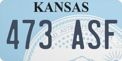 KS license plate 473ASF