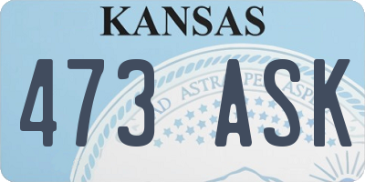 KS license plate 473ASK