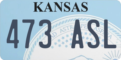 KS license plate 473ASL