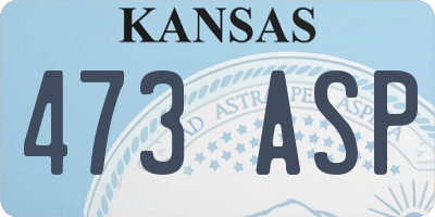 KS license plate 473ASP