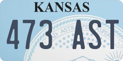 KS license plate 473AST