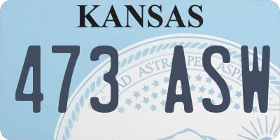 KS license plate 473ASW
