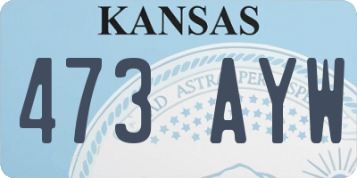 KS license plate 473AYW