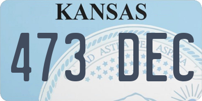 KS license plate 473DEC