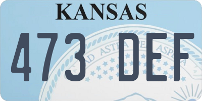 KS license plate 473DEF