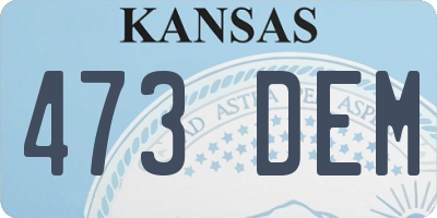 KS license plate 473DEM