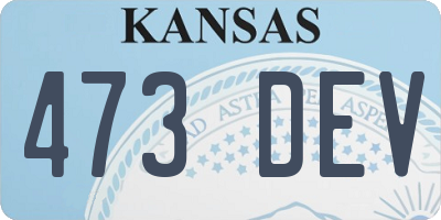 KS license plate 473DEV
