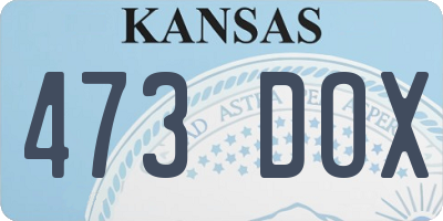 KS license plate 473DOX