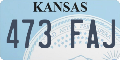 KS license plate 473FAJ