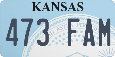 KS license plate 473FAM
