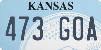 KS license plate 473GOA