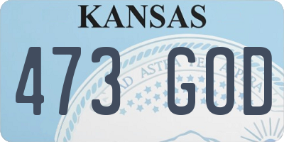 KS license plate 473GOD