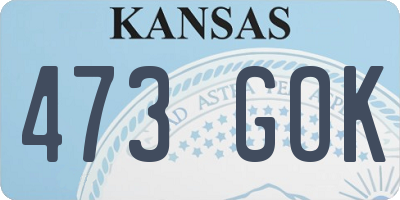 KS license plate 473GOK