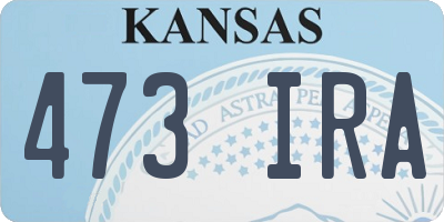 KS license plate 473IRA