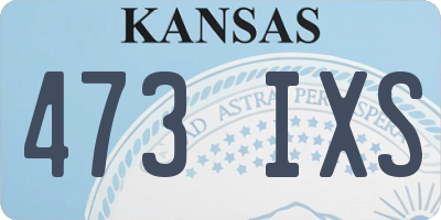 KS license plate 473IXS