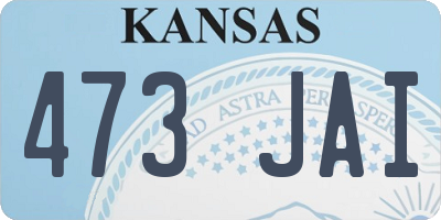 KS license plate 473JAI