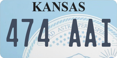 KS license plate 474AAI