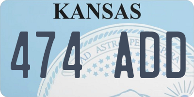 KS license plate 474ADD