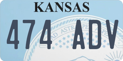 KS license plate 474ADV