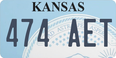 KS license plate 474AET