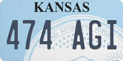 KS license plate 474AGI