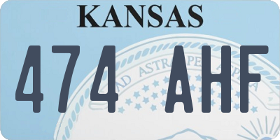 KS license plate 474AHF